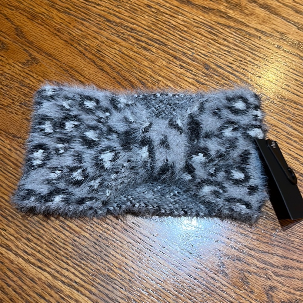 David and Young Gray and Black Faux Fur Knitted Headband